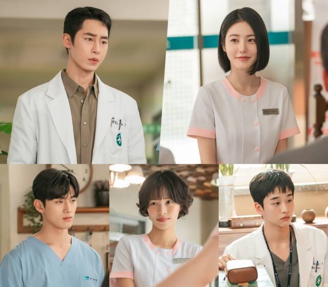 ENA '닥터 섬보이' 제작진이 배우 이재욱 신예은 김윤우 이수경 홍민기(왼쪽 위부터 시계 방향)의 스틸을 공개했다. /ENA
