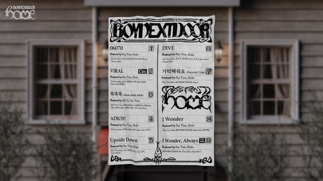 보이넥스트도어의 첫 정규앨범 'HOME'에는 타이틀곡 'VIRAL'을 포함해 총 9개 트랙이 수록된다./KOZ엔터테인먼트