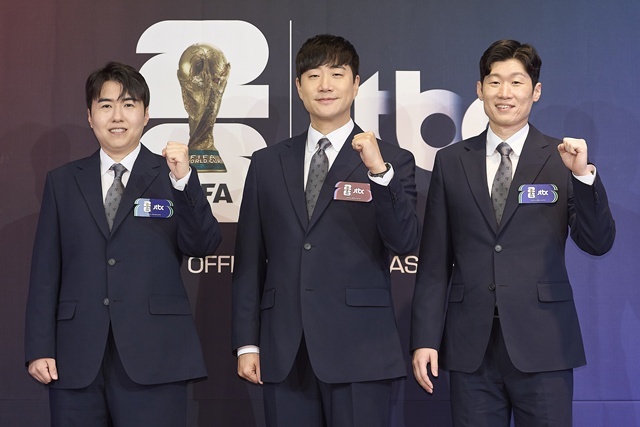 배성재 캐스터, 박지성 김환 해설위원(왼쪽부터)이 JTBC '2026 FIFA 북중미 월드컵' 중계진으로 뭉친다. /JTBC