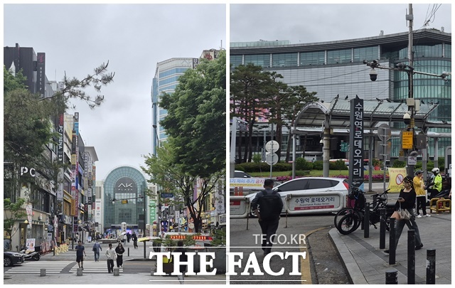 공식 선거운동 첫날인 21일, 경기도 성남시 서현역 인근(왼쪽)과 수원특례시 수원역 인근에서 만난 유권자들은 정치와 지방선거에 별다른 관심을 보이지 않았다. /성남·수원=신진환 기자