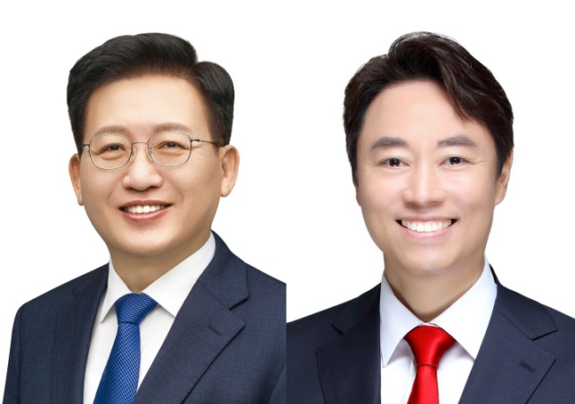 왼쪽부터 강태웅 더불어민주당 용산구청장 후보, 김경대 국민의힘 용산구청장 후보. /각 후보 캠프