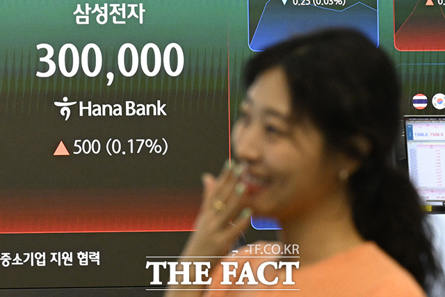 전광판에 삼성전자 주가가 표시돼 있다.