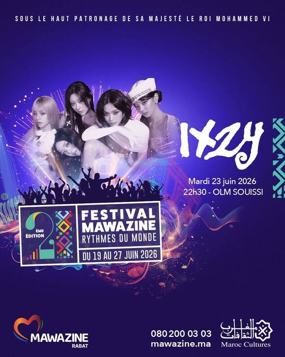 ITZY가 6월 23일(현지 시간) 모로코 라바트에서 열리는 대형 뮤직 페스티벌 '마와진'의 메인 스테이지에 올라 헤드라이닝 무대를 장식한다. /마와진