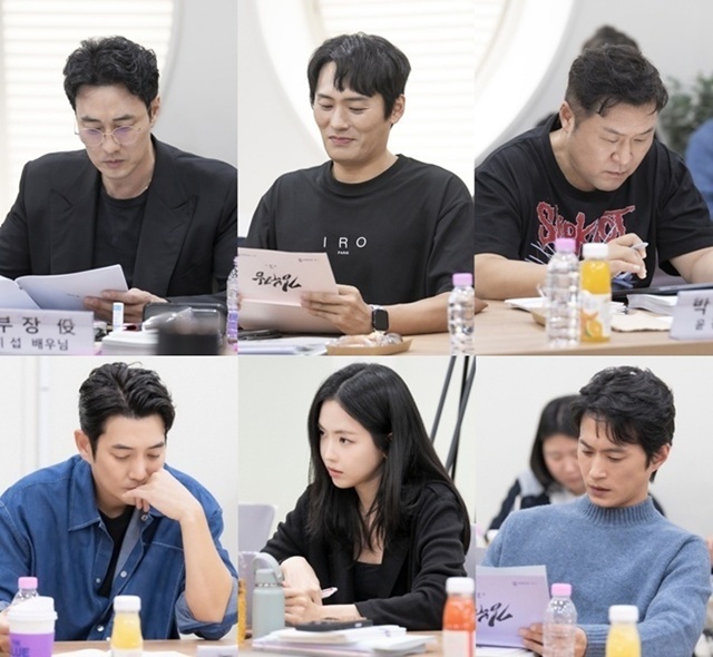배우 최대훈 소지섭 윤경호 김성규 손나은 주상욱(왼쪽 위부터 시계방향)이 SBS 새 금토드라마 김부장로 호흡을 맞춘다. /SBS