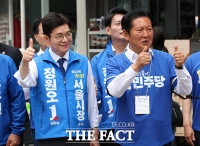 여의도역 출근길 인사 나선 정청래-정원오 [TF사진관]