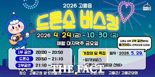 고흥군이 오는 10월까지 군민광장에서 드론쇼를 진행한다./고흥군