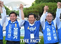  구미서 손 맞잡은 정청래-오중기-장세용 [포토]