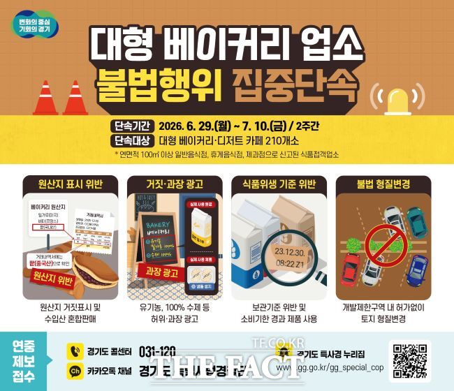 대형베이커리 카페 불법행위 집중단속 홍보물 /경기도