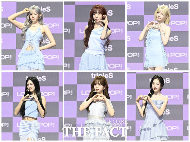 정하연과 박시온, 김채원, 지연, 서아, 설린(왼쪽 위부터 시계 방향)이 포즈를 취하고 있다.