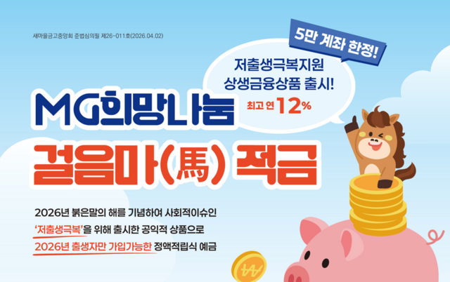 새마을금고중앙회가 출시한 '걸음마적금'이 출시 두 달 만에 가입 계좌 1만좌를 넘어섰다. /새마을금고중앙회