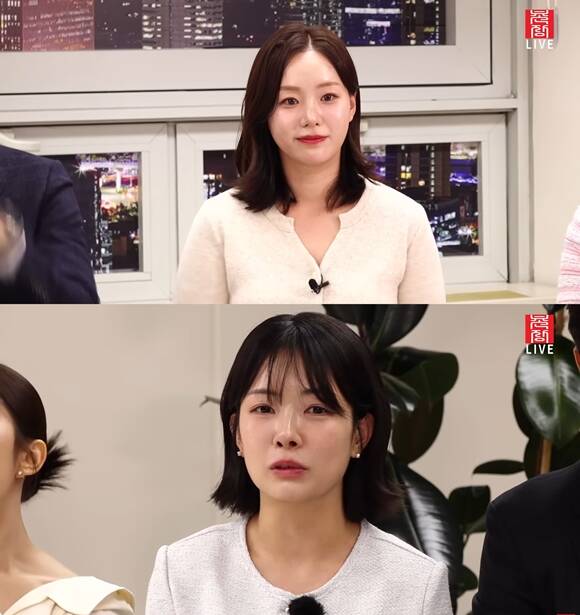 '나는 솔로' 31기 옥순(위)과 영숙이 라이브 방송에서 순자에게 사과했다. /유튜브 영상 캡처