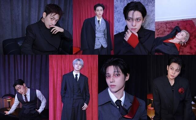 그룹 에이티즈 홍중 성화 윤호 여상 종호 우영 민기 산(왼쪽 위부터 시계방향)이 열네 번째 미니앨범 'GOLDEN HOUR : Part.5' 콘셉트 포토를 공개했다./KQ엔터테인먼트