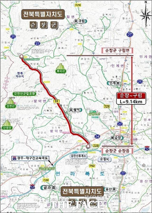순창~구림 국지도 확장 공사 사업 위치도. /전북도
