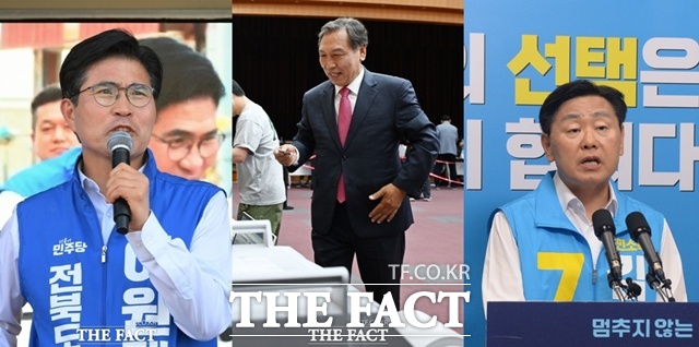 제9회 전국동시지방선거 전북지사 선거에 출마한 (왼쪽부터) 이원택 더불어민주당 후보, 양정무 국민의힘 후보, 김관영 무소속 후보. /김성렬 기자, 뉴시스