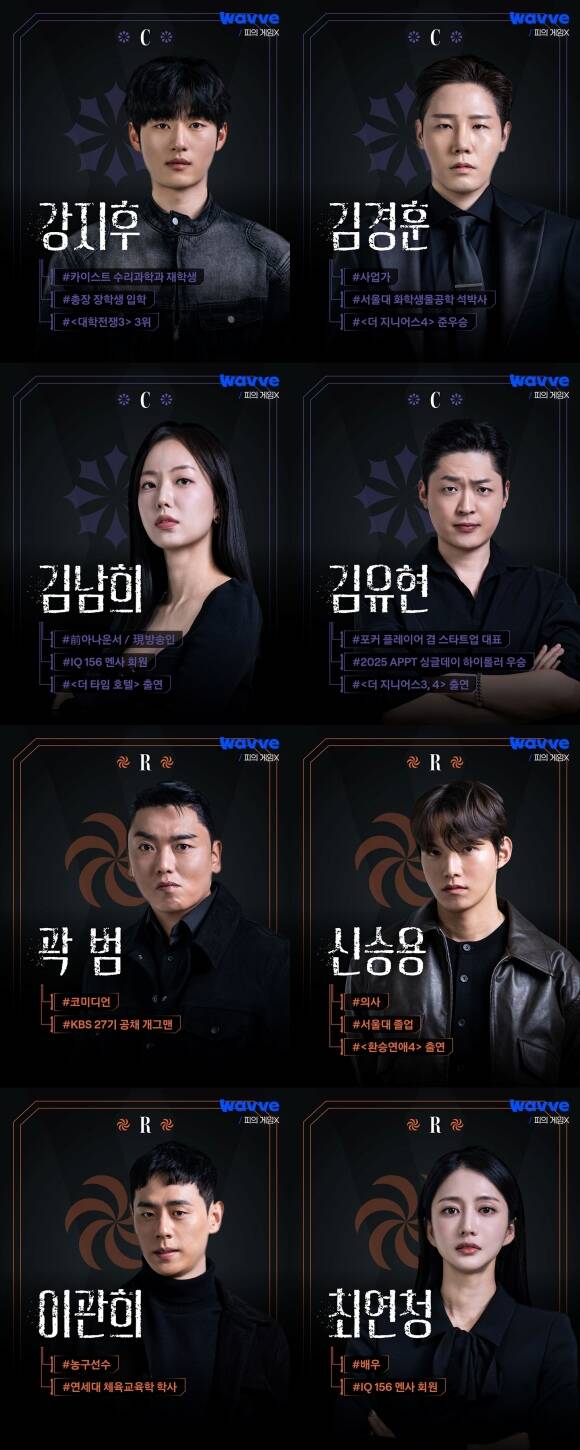 '피의 게임X'가 타 서바이벌 프로그램에서 활약한 멤버들부터 도전장을 내민 신규 멤버까지 확장된 라인업을 공개해 눈길을 끌었다. /웨이브