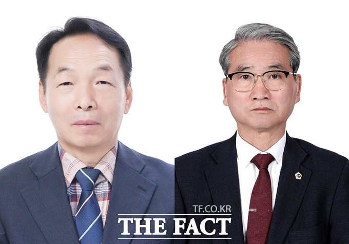충남도의원 선거에 출마한 기호엽 후보(왼쪽)와 윤기형 후보. /중양선관위