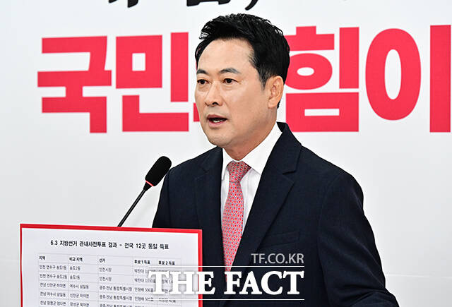 장동혁 국민의힘 대표를 향한 사퇴 요구가 터져 나오고 있다. 사진은 장동혁 국민의힘 대표가 9일 오전 서울 여의도 국회에서 열린 기자회견에 참석해 발언을 하고 있는 모습. /배정한 기자