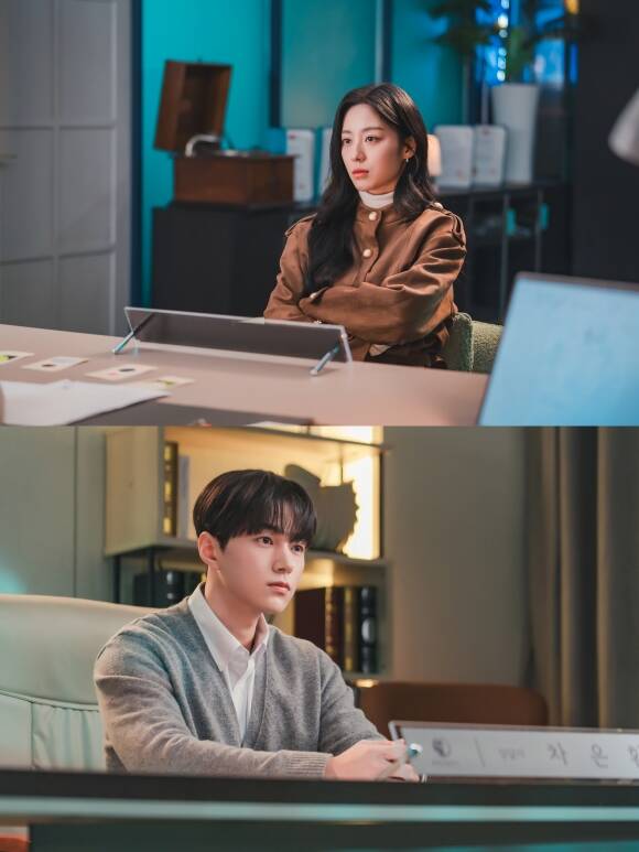 새 드라마 '공감세포'에서 배우 강민아(위쪽)와 김명수가 로맨틱 코미디 호흡을 맞춘다. /위매드