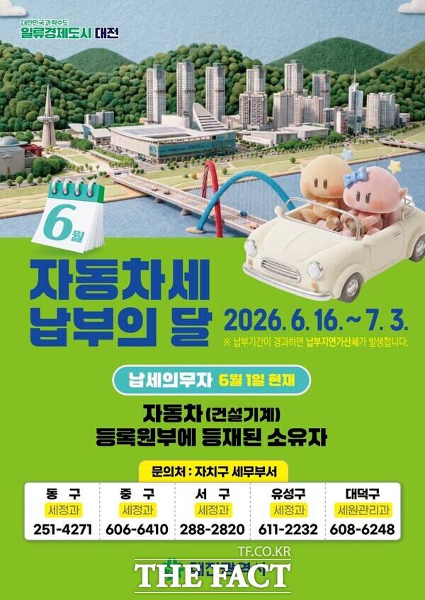 대전시 제1기분 자동차세 납부 안내 포스터. /대전시