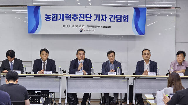 농협개혁추진단은 15일 정부세종청사에서 기자간담회를 열고 농협법 개정안의 주요 쟁점과 향후 개혁 방향 등을 설명했다./농림축산식품부