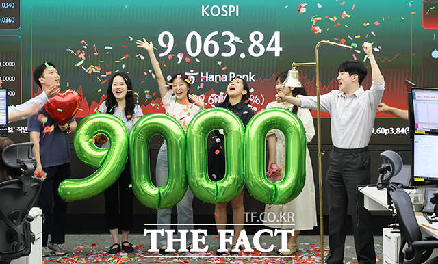 '사상 첫 9000피' 코스피, 2.25% 오른 9,063.84 마감.