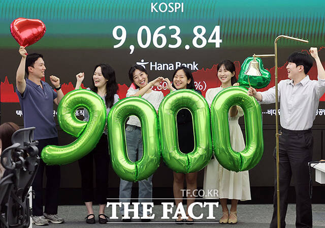 '사상 첫 9000피' 코스피, 2.25% 오른 9,063.84 마감.