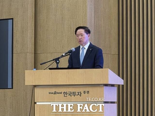 대한항공이 19일 주주간담회를 열고 오는 연말 아시아나항공과의 통합 관련 진행상황을 공유했다. 사진은 우기홍 대한항공 부회장. /송다영 기자