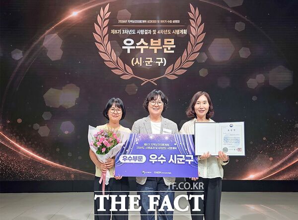 대전시 대덕구 보건소 직원들이 19일 보건복지부가 주관한 '2026년 지역보건의료계획 성과대회'에서 우수 지자체로 선정돼 3년 연속 보건복지부 장관상을 수상했다. /대덕구