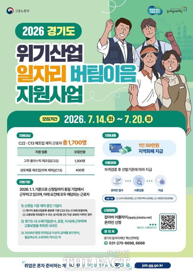 '위기산업 일자리 버팀이음 지원사업' 홍보물. /경기도
