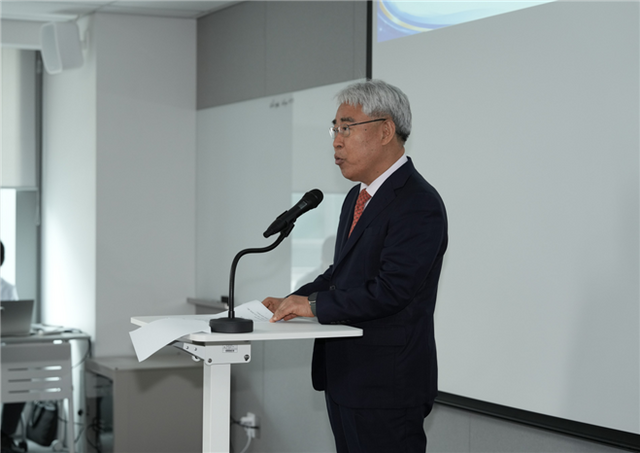 김기환 화재보험협회 이사장이 취임식에서 발언하고 있다. /화재보험협회