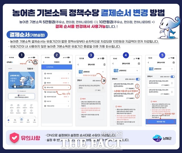남해군이 농어촌 기본소득 결제 차감 방식을 변경해 운영하고 있다. /남해군