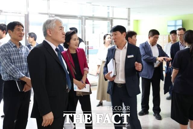 강미애 교육감직 인수위원회가 26일 세종장영실고등학교를 방문했다. /세종시교육청.