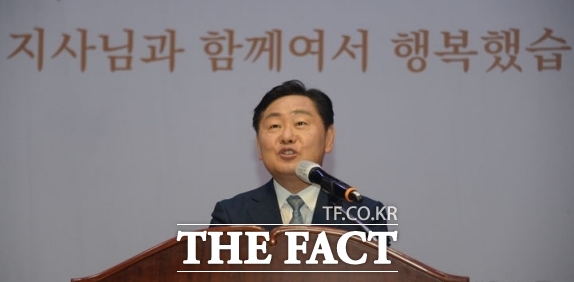 29일 전북도청 대공연장에서 김관영 전북도지사가 이임식에 참석해 이임사를 하고 있다. /뉴시스
