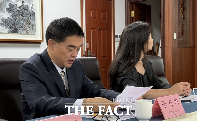 29일 기자간담회에서 구징치 총영사가 광주·전남 지역과 중국의 AI산업 협력 가능성에 대해 발언하고 있다. /조효근 기자
