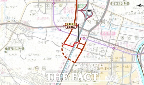 유성광역복합환승센터 임시 진입도로 위치도 /대전시