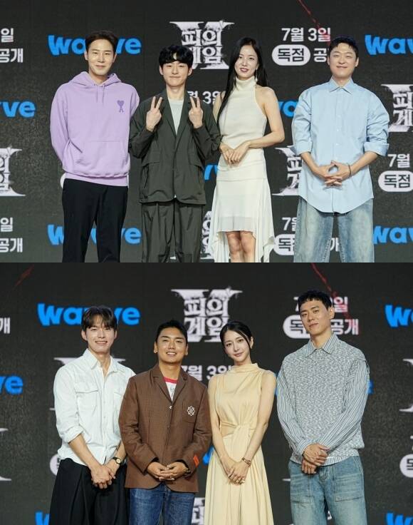 타 서바이벌 프로그램 출연으로 경험치를 쌓은 '챌린저 팀'(위쪽)과 신선함으로 승부하는 '루키 팀'의 활약은 '피의 게임X'의 기대 포인트다./웨이브