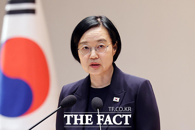 한성숙 총리가 취임사를 하고 있다. /뉴시스