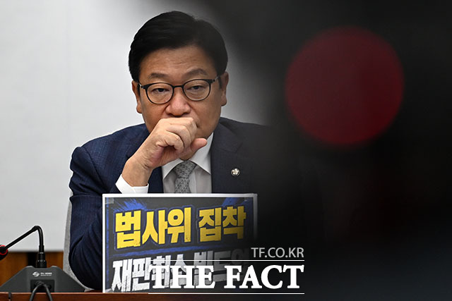 정점식 국민의힘 원내대표가 선관위 특검 추천권을 야당에게 맡겨야 한다고 거듭 촉구했다. /서예원 기자