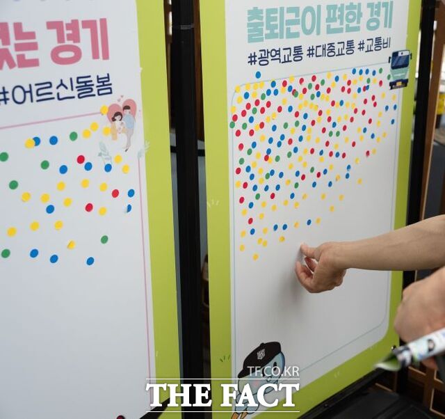 경기도가 3~5일 수원KT위즈파크에서 진행한 현장 여론조사 모습. /경기도