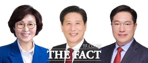 대전시 유성구의회가 7일 제10대 전반기 의회 원구성을 마쳤다. 왼쪽부터 최옥술 의장, 이희환 부의장, 유대혁 운영위원장. /유성구의회