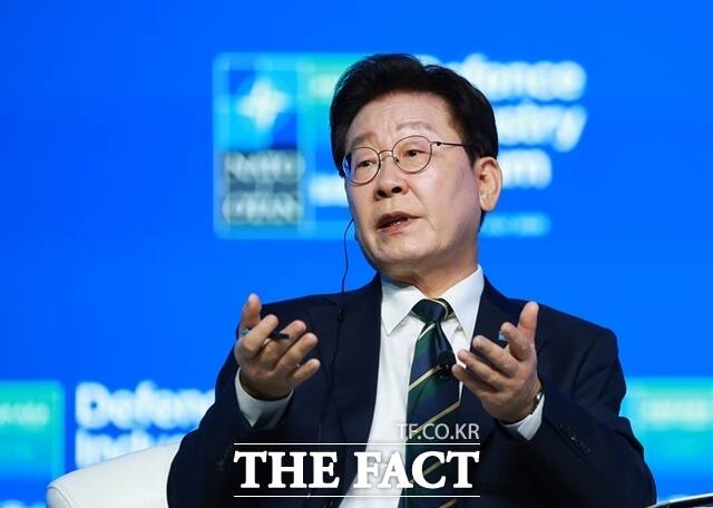 이재명 정부가 미국 정부와의 협력과 정책금융을 앞세워 우리 기업의 미국 에너지 인프라 사업 참여를 성사시켰다. 사진은 이재명 대통령이 7일(현지 시간) 튀르키예 앙카라 컨벤션센터에서 열린 북대서양조약기구(NATO·나토) 방산포럼 제4세션에서 발언하고 있다. /앙카라=뉴시스