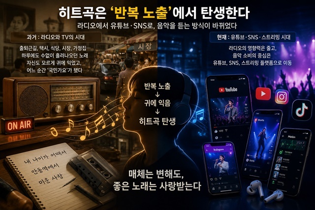 한때는 중장년층 취미활동 정도로 여겨졌던 가요교실이 이제는 신곡 홍보의 핵심 통로가 됐다. 노래를 직접 배우고 반복해서 부르며 입소문이 퍼지는 구조는 과거 라디오가 했던 역할의 일부를 대신하고 있다. 사진은 노래강사 박미현(사진 맨 왼쪽)의 노래교실. /더팩트 DB