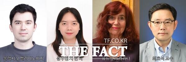 충남대학교 응용화학공학과 최호석 교수 연구팀(오른쪽 첫 번째)이 13일 세계 최초로 대기압 플라즈마-이온성 액체 환원법을 이용해 5원계 고엔트로피 나노합금 촉매를 합성하고 수전해 산소발생반응(OER)에서 세계 최고 수준의 촉매 성능을 달성하는 데 성공했다. /충남대학교