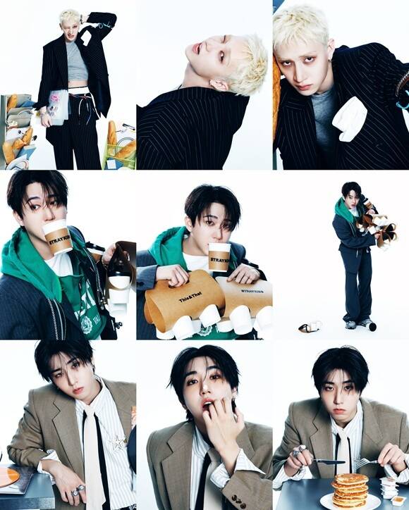 그룹 스트레이 키즈의 방찬 창빈 한(위부터)이 새 앨범 'THIS & THAT'의 개별 이미지를 공개했다./JYP엔터테인먼트