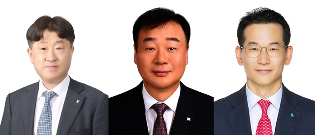 이번 인사에서는 신임 부행장 3명과 신임 본부장 11명이 선임됐다. 신임 부행장에는 정은지 본부장이 금융소비자보호그룹장, 이동운 본부장이 AX전략그룹장, 정광석 본부장이 글로벌사업그룹장으로 각각 발탁됐다. (왼쪽부터) 정광석 부행장, 정은지 부행장, 이동운 부행장. /IBK기업은행