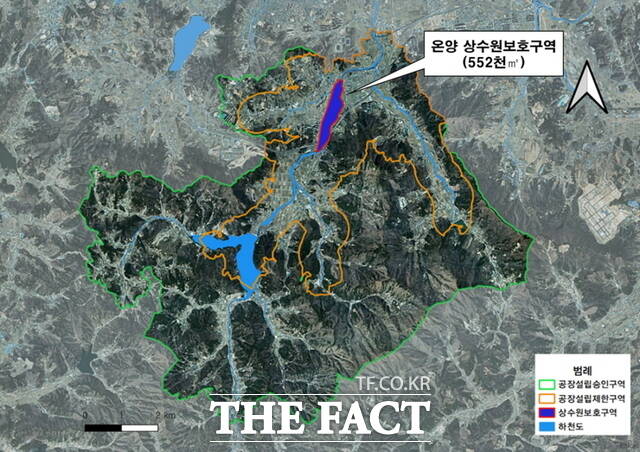 아산시 온양 상수원보호구역 위치도. /아산시