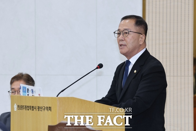 제306회 광산구의회 임시회 제1차 본회의에서 발언하고 있는 배홍석 더불어민주당 광산구의원. /전남광주시 광산구의회