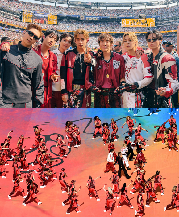 방탄소년단이 지난 19일 미국 뉴욕 뉴저지 스타디움에서 열린 2026 국제축구연맹(FIFA) 북중미 월드컵 결승전 하프타임 쇼에 서서 대체 불가한 퍼포먼스를 보여줬다. /빅히트 뮤직