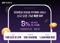  한양증권, 연 8% 특판 RP 출시…선착순 1000계좌