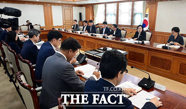 한성숙 국무총리가 23일 오후 서울 종로구 정부서울청사에서 열린 국제개발협력위원회 회의에 참석해 모두발언을 하고 있다. /임영무 기자
